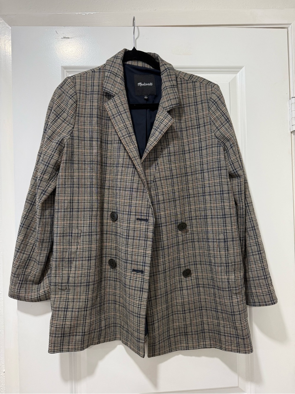 Madewell Women's Plaid Double-Breasted Oversized Blazer